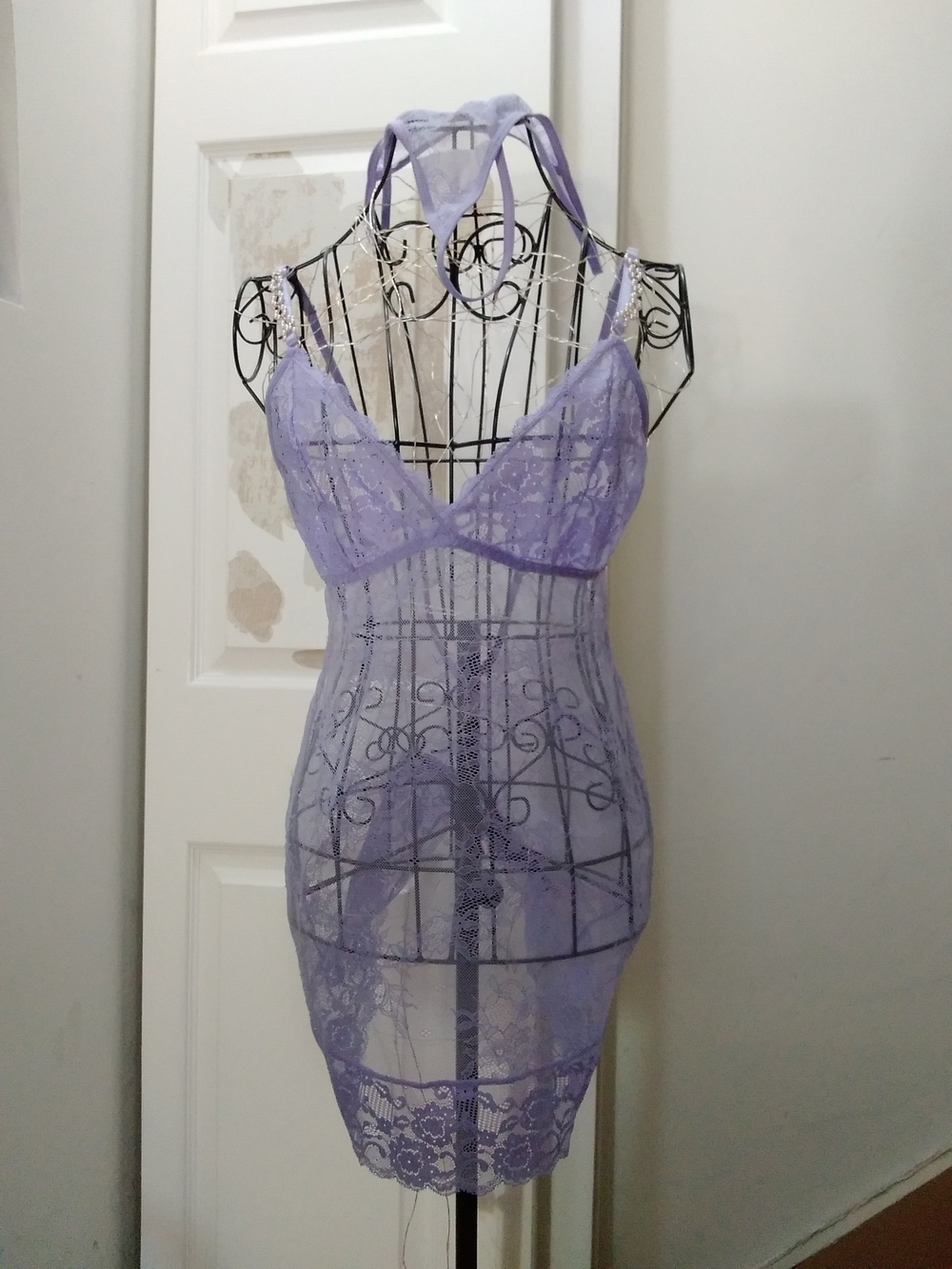 Lavender Lace Sheer Chemise Nightdress - Women Intimates